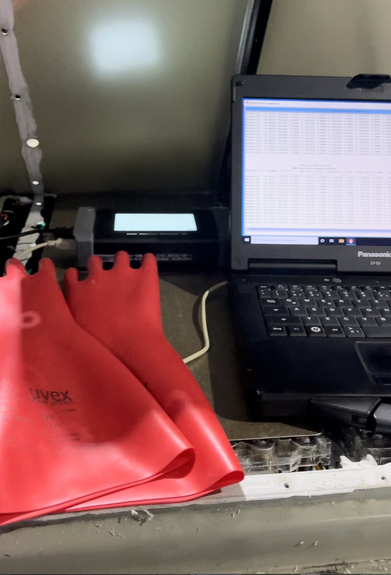 SoHWAT Diagnose am Panasonic Toughbook mit HV-Sicherheitshandschuhen